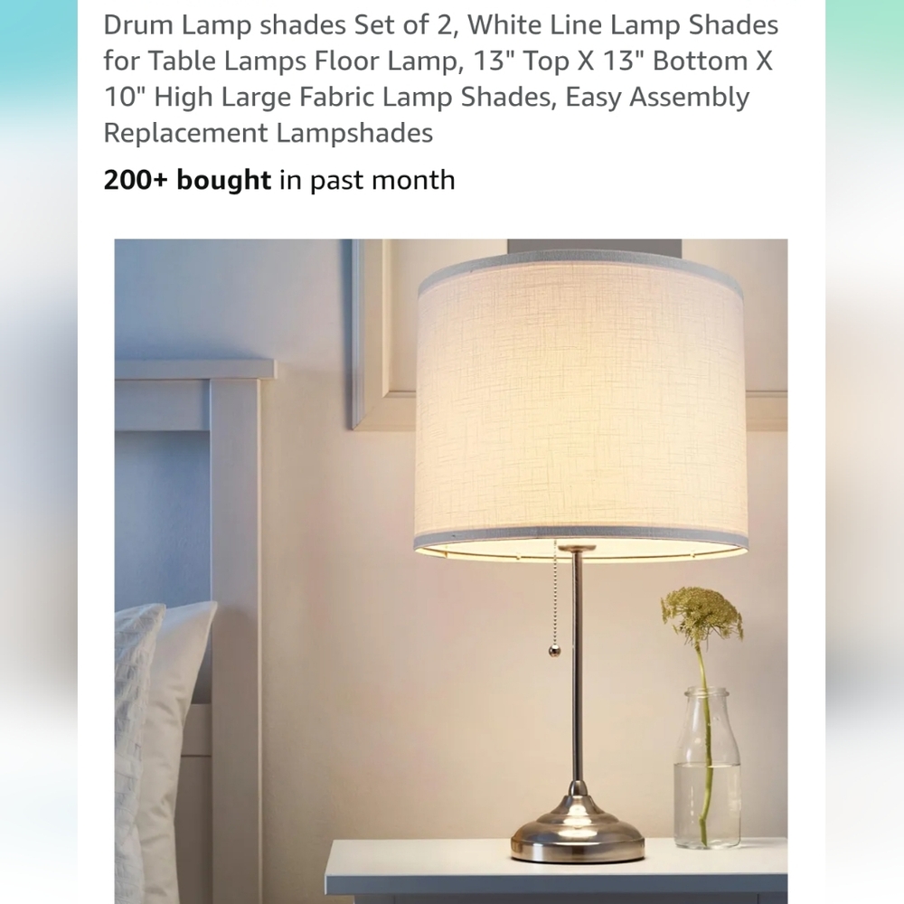 Drum Lamp Shades Set of 2 White Linen New Never Used